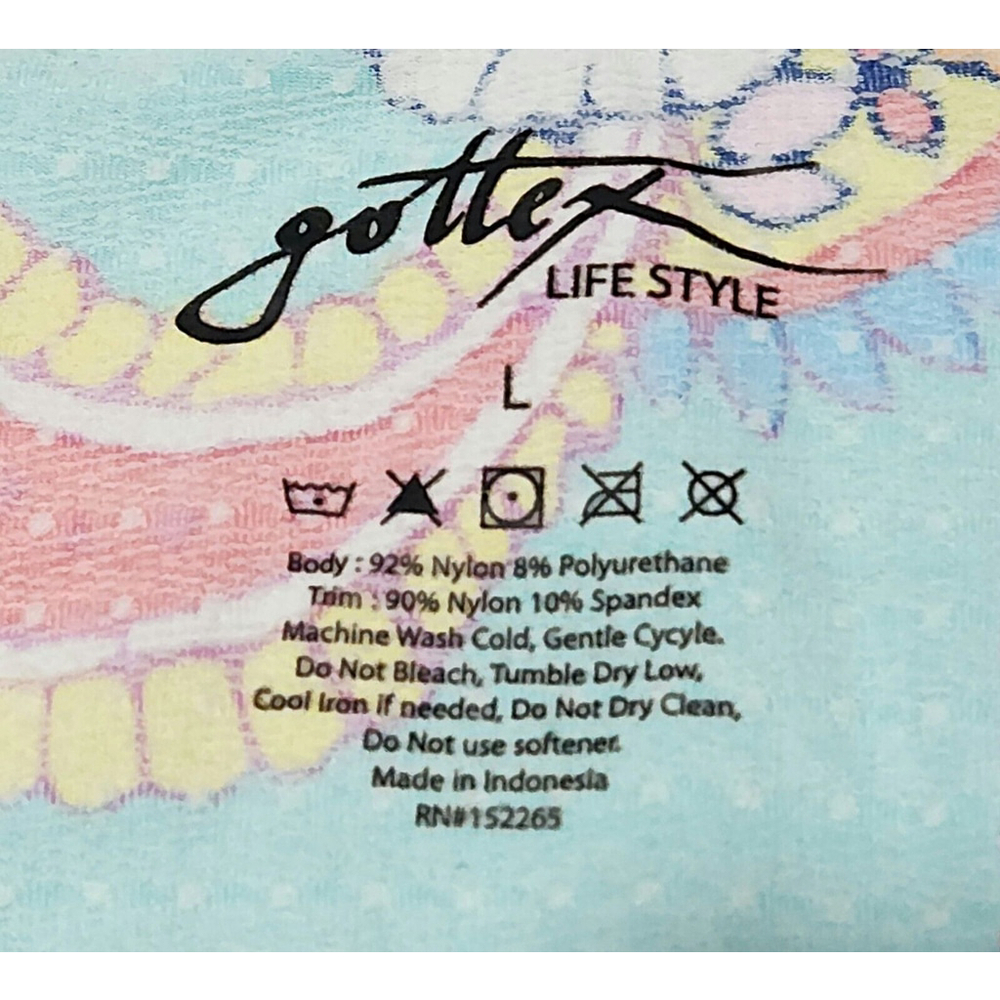 Gottex Lifestyle Top Blue Poolside UPF50+ Moc Neck with Zipper Paisley Large - Picture 10 of 12